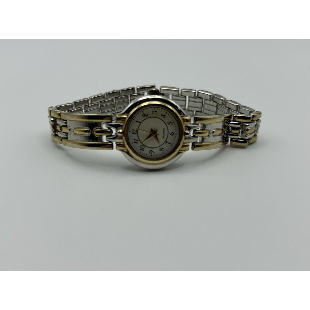 Womens Two Tone Quartz Watch Gold Silver Tone Bracelet Analog Dress Watch